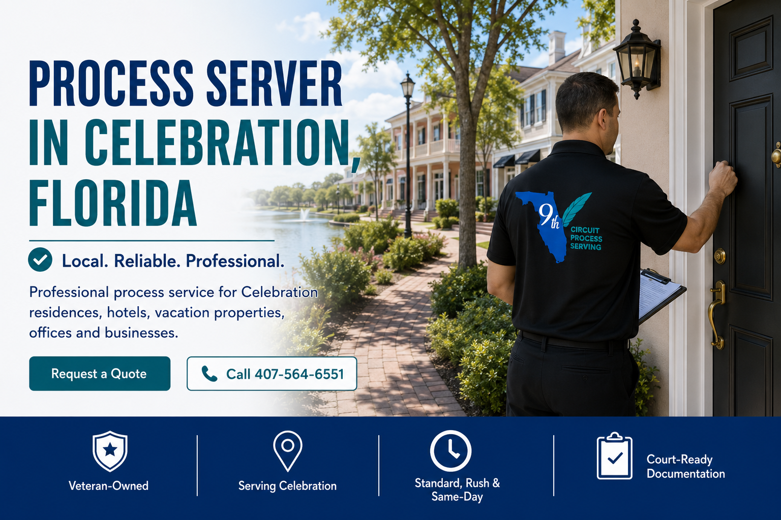 Process Server in Celebration, Florida with local service benefits and contact buttons